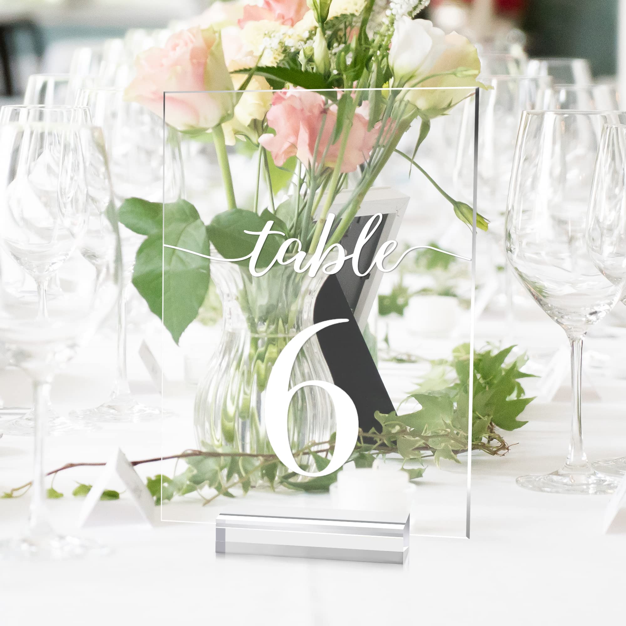 5X7 Inch Wedding Table Numbers 1-10 With Stands- Jinmury Clear Acrylic Table Numbers Printed Calligraphy Font, Acrylic Sign Wedd